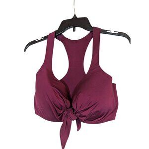 Joan Smalls Smart Sexy Burgundy Racerback Tie-Front Bikini Top 36DDD Nylon/Spand